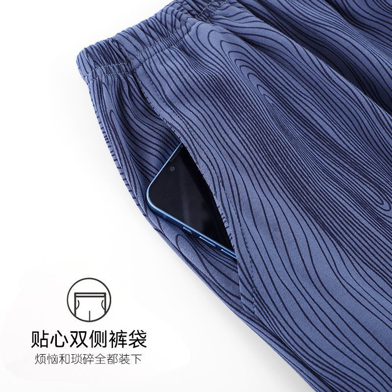 Los pijamas de tres piezas de los hombres traje de verano Pantalones de algodón de manga corta ropa para el hogar delgada más el tamaño se puede usar fuera