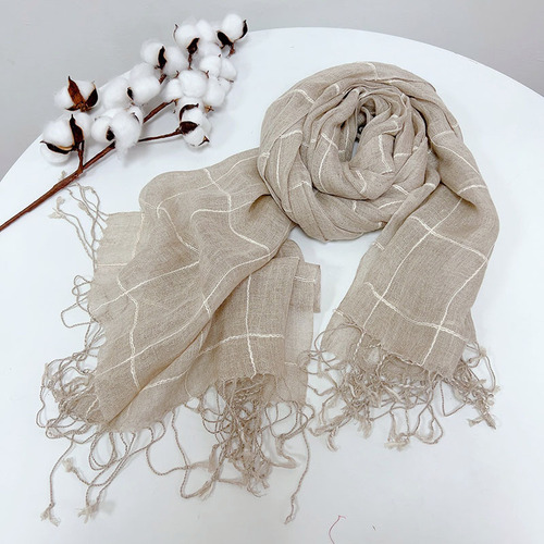 Spring and summer new women's pure linen edge clause rain and dew scarf summer thin versatile breathable shawl tassel scarf