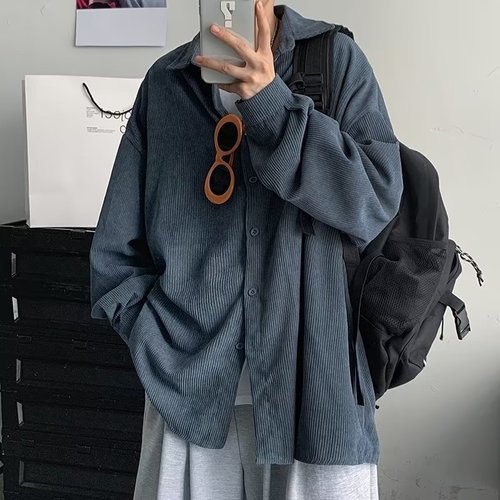 Men's Linen Blazer Jacket Japanese Style T-shirt Ins Trend Brand Spring and Autumn Loose Matchy Matchy New Long Sleeve Shirt