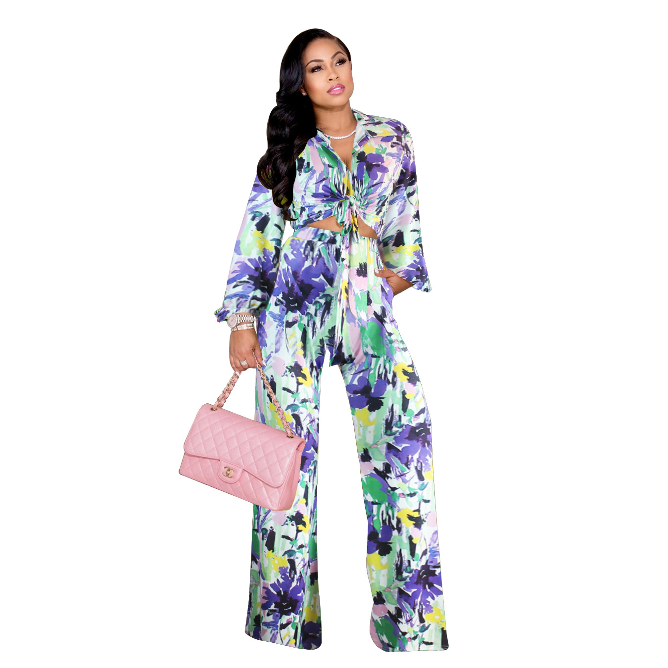 Women's Streetwear Flower Polyester Printing Pants Sets display picture 4
