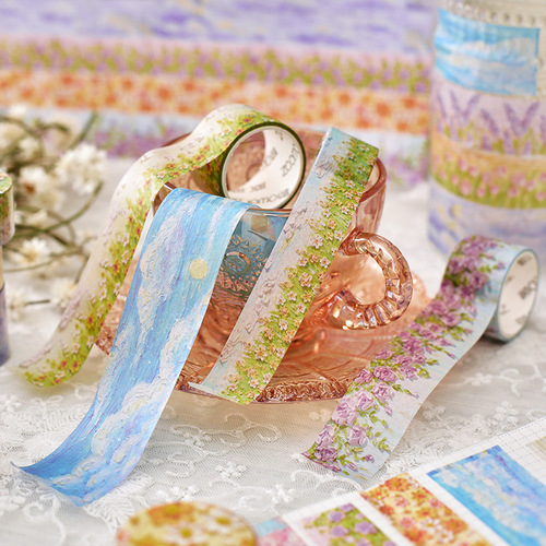 Early Foam and Paper Tape Dreamy Fairyland Series Instagram Style Oil Painting Scenery DIY Decorative Sticker 12 Styles