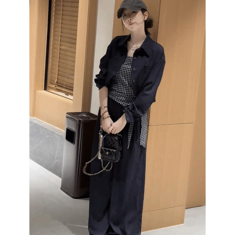 高级设计感显瘦三件套外套女2025秋季新款绑带吊带高腰显瘦长裤潮|undefined