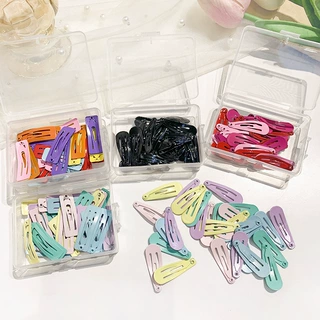 糖果色儿童发夹30个盒装迷你小号发卡小清新甜美BB夹可爱水滴边夹