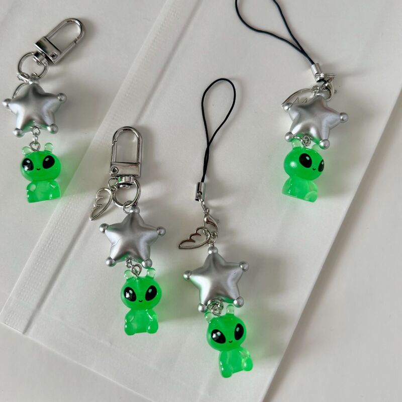 Cross-Border Quirky Star Phone Strap Transparent Alien Phone Strap Keychain Bag Pendant Gift Accessory Cross-Border Quirky Star Phone Strap Transparent Alien Phone Strap Keychain Bag Pendant Gift Accessory