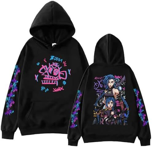 ElegancwCLOW Anime Arcane-Jinx Hoodie Harajuku Hip Hop Pullo