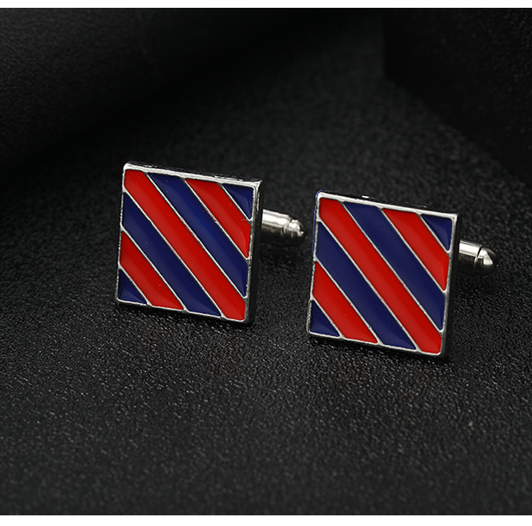 New Striped Square Metal Cufflinks Alloy Dripping Oil Men's Cuff Nails display picture 4