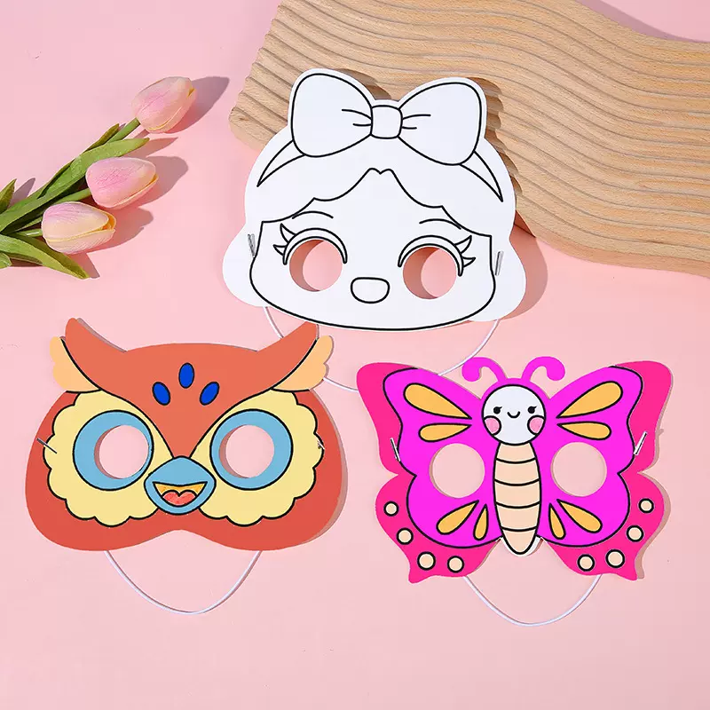 空白面具 动物卡通儿童涂色绘画 幼儿园纸质涂鸦手工DIY美术材料