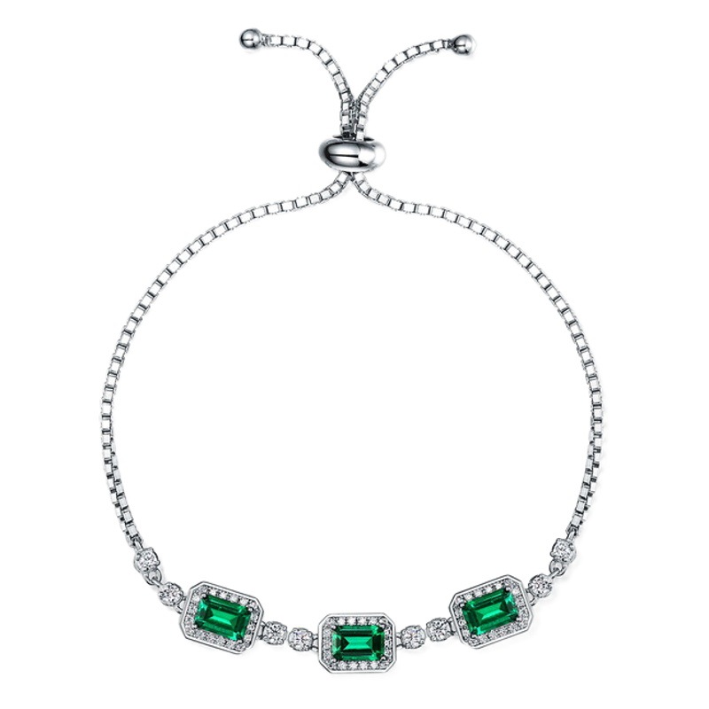Brazalete de esmeralda de cultivo de plata de ley S925 transfronterizo, joyería retro de nicho de lujo ligero de diamantes para mujer, pulsera de estilo europeo y americano