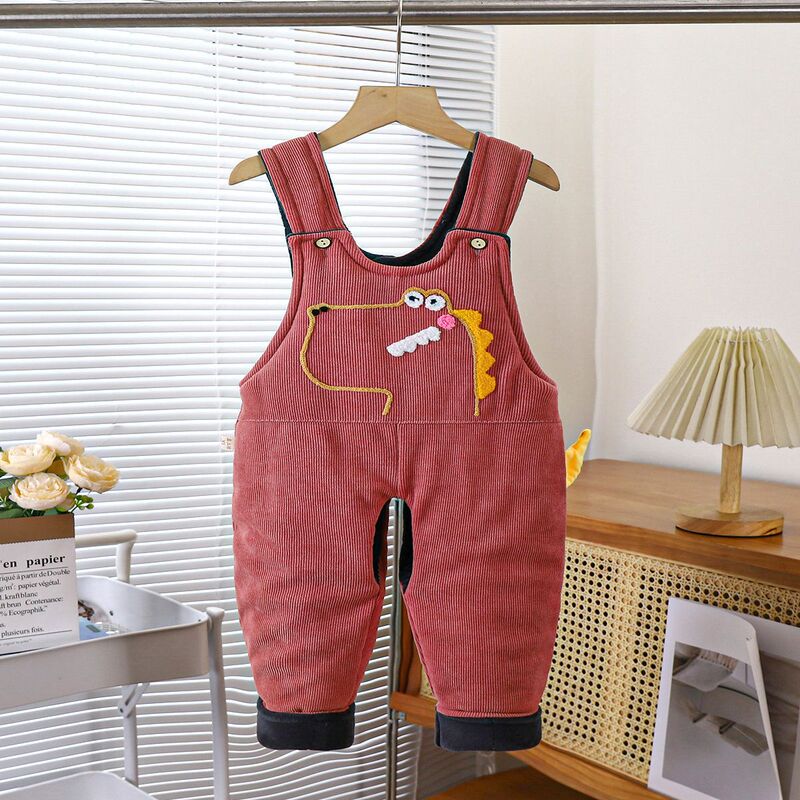 Baby Fleece-Lined Overalls Winter Thickened Warm Vest Style for 1 to 3-Year-Old Boys Infant Cotton-Padded Overalls