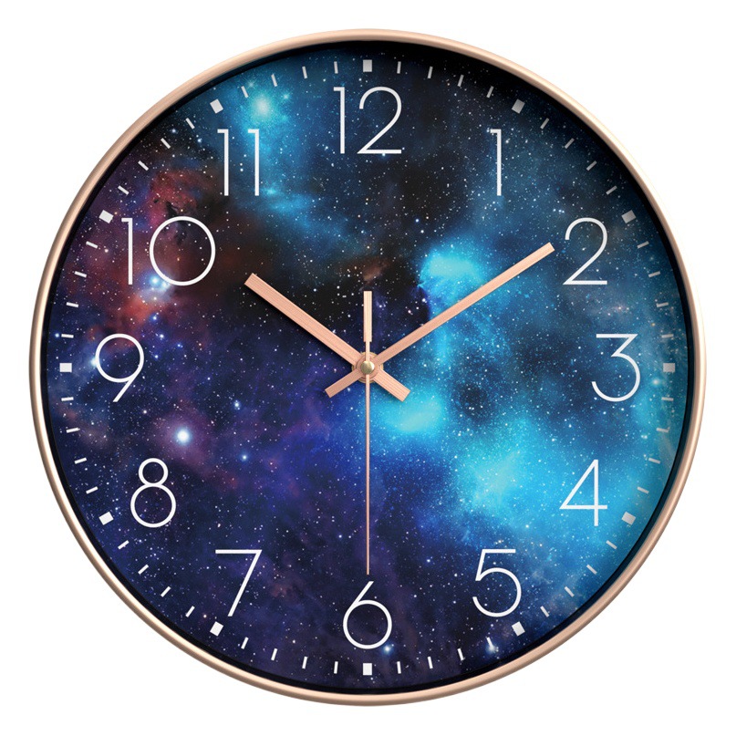 Reloj de pared creativo para sala, reloj de pared silencioso de estrellas, reloj de cuarzo para dormitorio/hogar