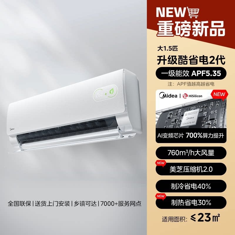 Настенный бытовой инверторный кондиционер Midea 2026 класса энергоэффективности 1 (1 л.с./1,5 л.с.) - модель для охлаждения и обогрева (второе поколение).