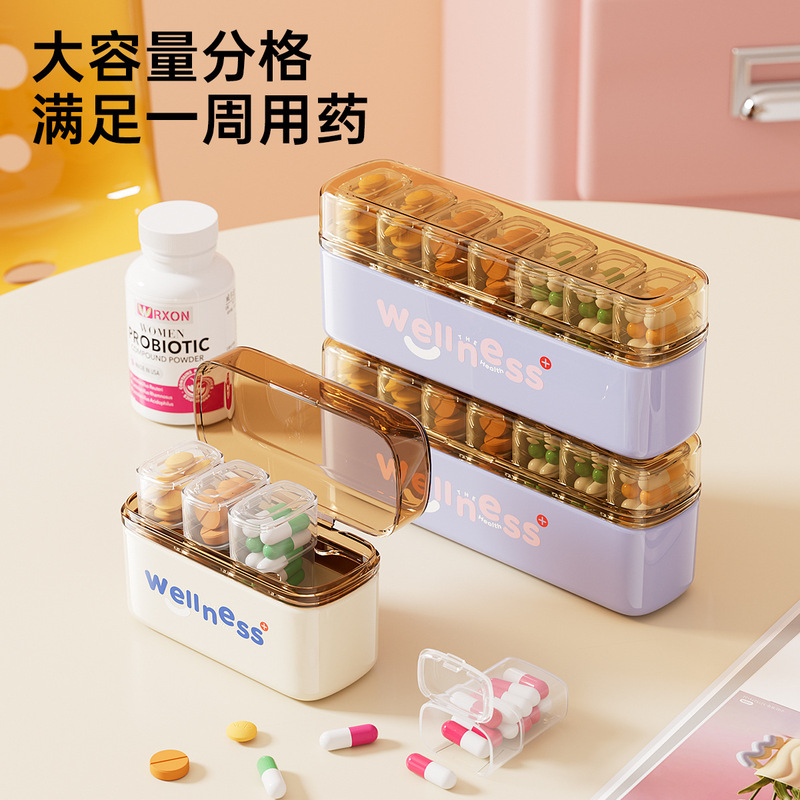 25年新款药盒户外多巴胺小巧便携可视化分格药品收纳盒密封盒|undefined