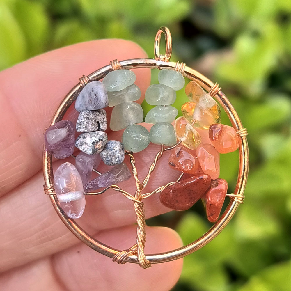 Retro Round Tree Natural Stone Crystal Jewelry Accessories 1 Piece display picture 1