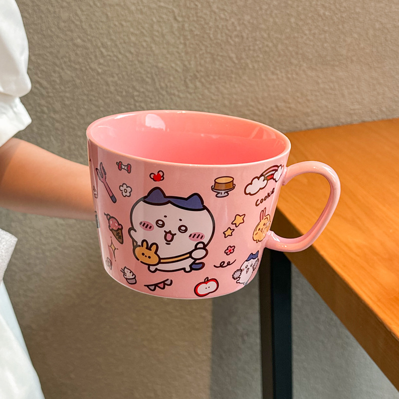 かわいいウサキ小八陶磁器泡麺カップ蓋付き学生寮用食器大容量ナット粉ボウルスープボウル|undefined