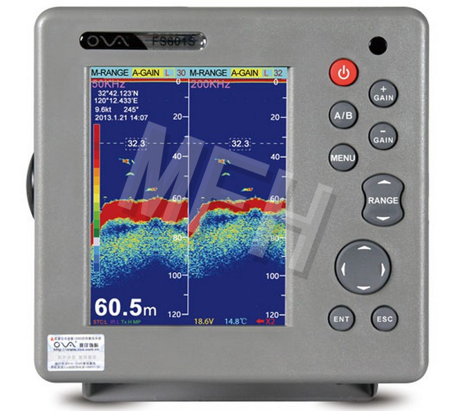 船用鱼探仪原装全新赛洋FS601S探鱼器测深仪 500M 6英寸双频探头