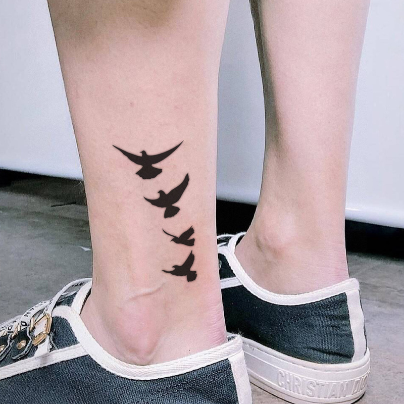 Ins-Style Bird Silhouette Tattoo Sticker, Waterproof and Long-Lasting, Collarbone Style, Symbolizing Freedom