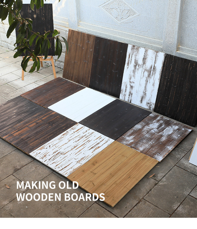 Carbonized Vintage Dark-Toned Photography Background Board Props, Solid Wood Photography Props, Handmade Wooden Board for Still Life Shooting
