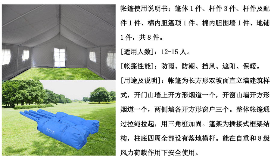 Emergency relief accommodation 36 square meters relief cotton tent