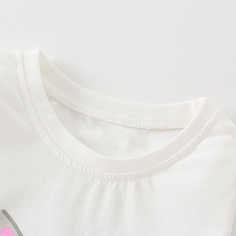 Camiseta de manga larga para niñas camisa de fondo blanca para niños Camisa de algodón para niños conejo de dibujos animados europeo y americano para niñas