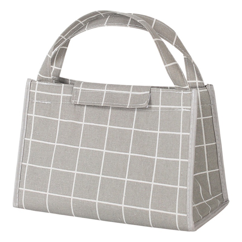 Chuangde bolsa de papel de aluminio portátil a rayas con arroz bolsa de lona de transporte de mano caja de almuerzo engrosada bolsa de aislamiento caja de almuerzo Bento estudiante