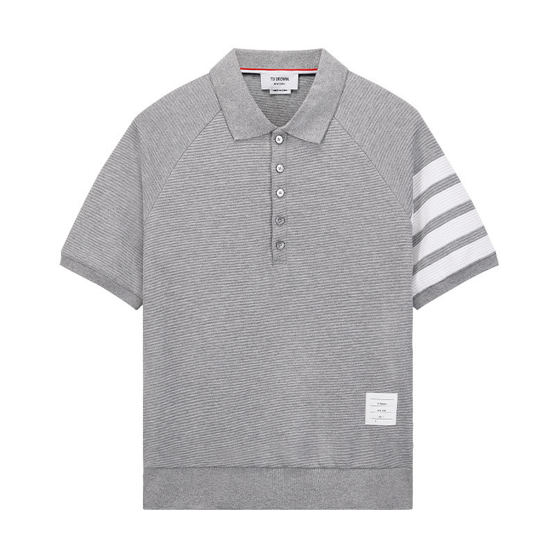 TB BROWIN2023 verano nuevos hombres y mujeres del mismo estilo de ondulación agua solapa manga corta casual cuatro barras polo