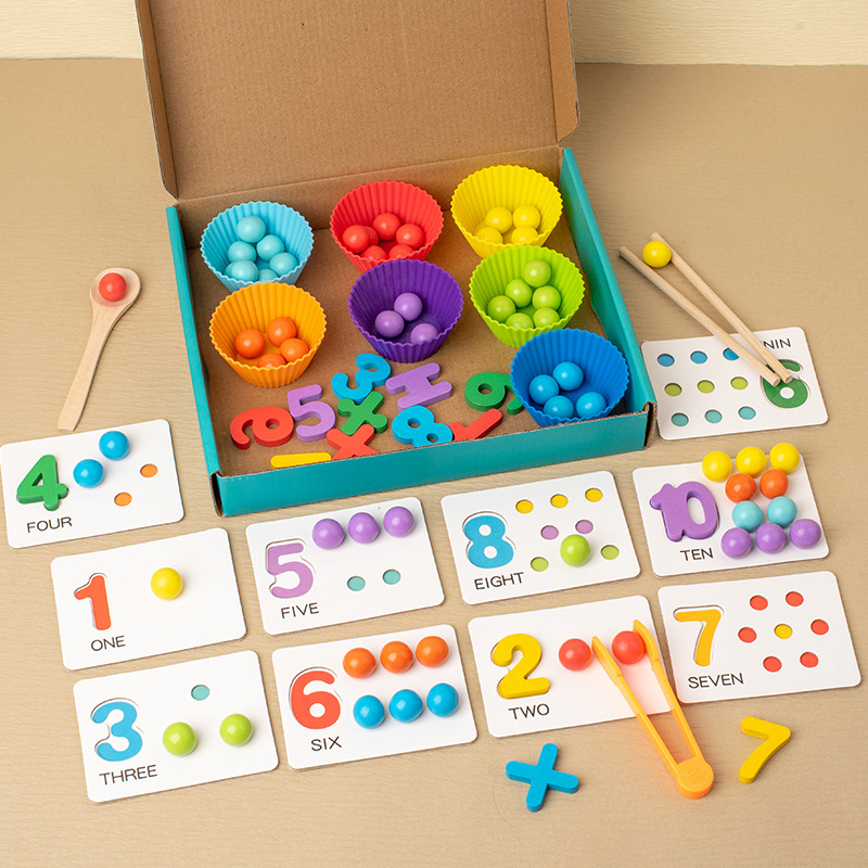 Montessori matemáticas material didáctico clip cuentas de bebé juego cognitivo digital rompecabezas niños educativos acción fina Juguetes