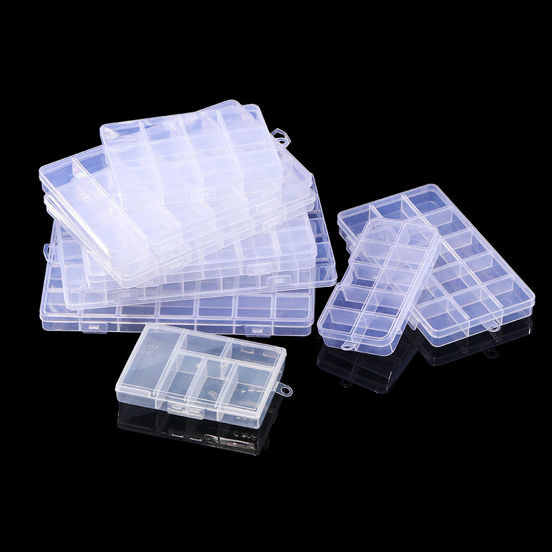 6/10/12/24/28 Grids Fixed Transparent Plastic Storage Box DIY Jewelry Earrings Necklace Classification Sorting Box