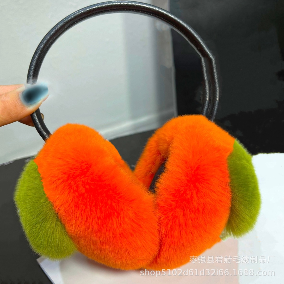 Real Rex conejo piel caqui orejeras Corea del Sur lindo felpa orejeras invierno piel orejeras estirable