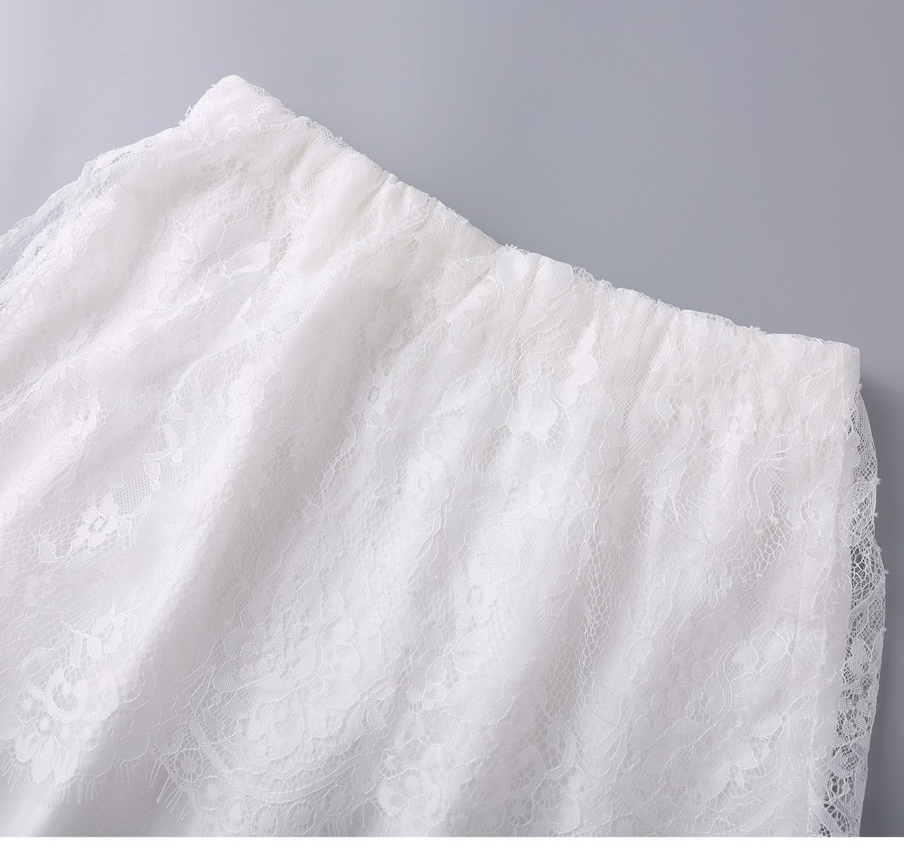 Chân váy midi ren xếp ly cạp cao xẻ tà sau — màu đen chi tiết 23