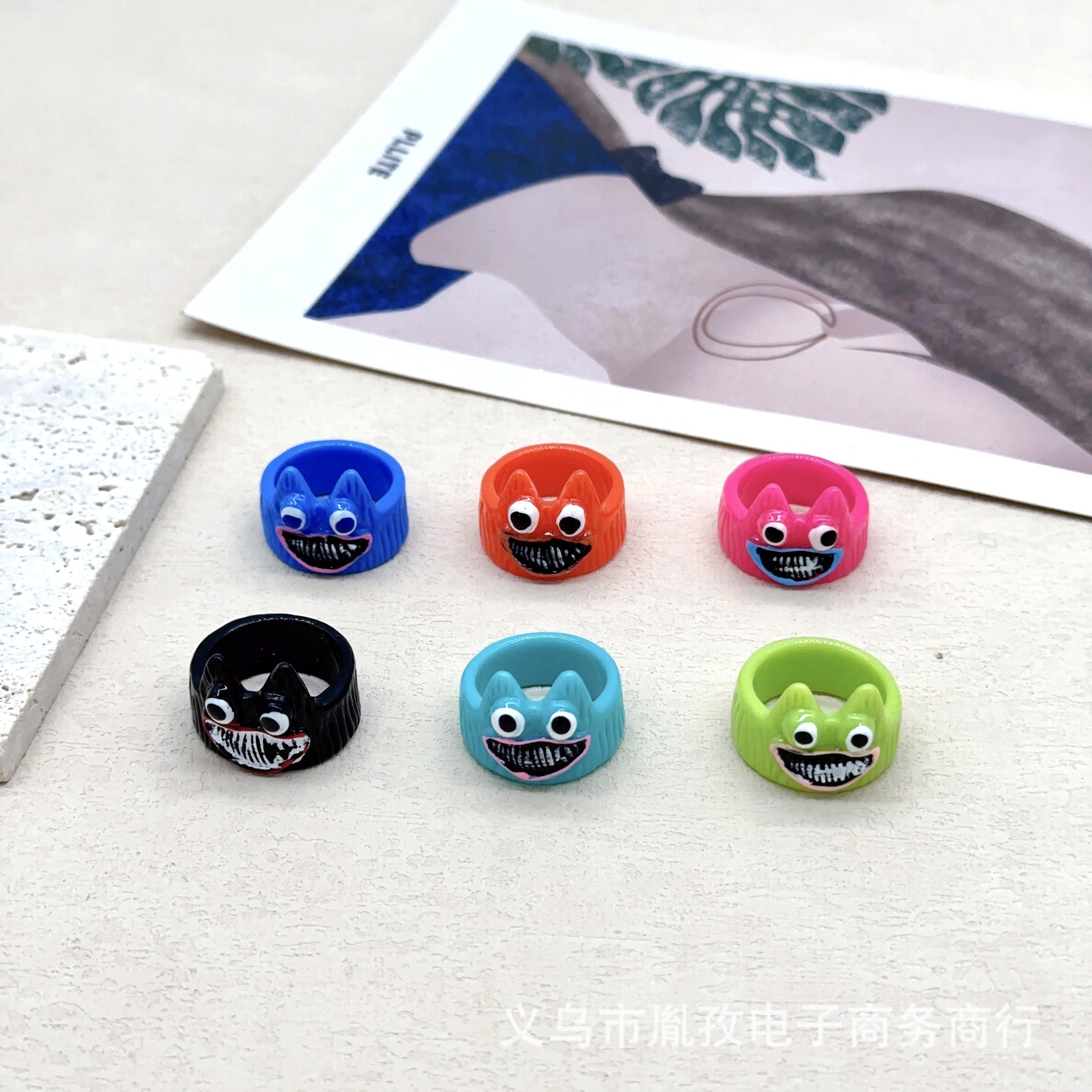 Transfronteriza nueva venta caliente creativo personalizado de dibujos animados Pequeño Diablo resina anillo vacaciones diversión divertida joyería decorativa