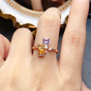 Factory wholesale explosions natural color blue treasure ring S925 silver inlaid main stone 3*4 hot Europe and the United States a generation of hair