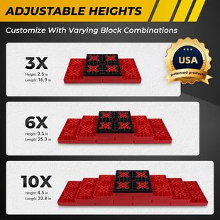 11-piece set of heavy-duty RV leveling pad interlocking design with portable bag to stabilize RV accessories
