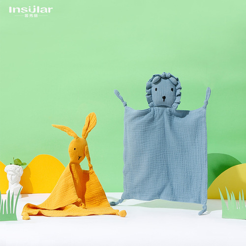 Cross-border baby gauze pacifier pure cotton baby sleeping companion plush lion animal pacifier handkerchief pacifier toy 