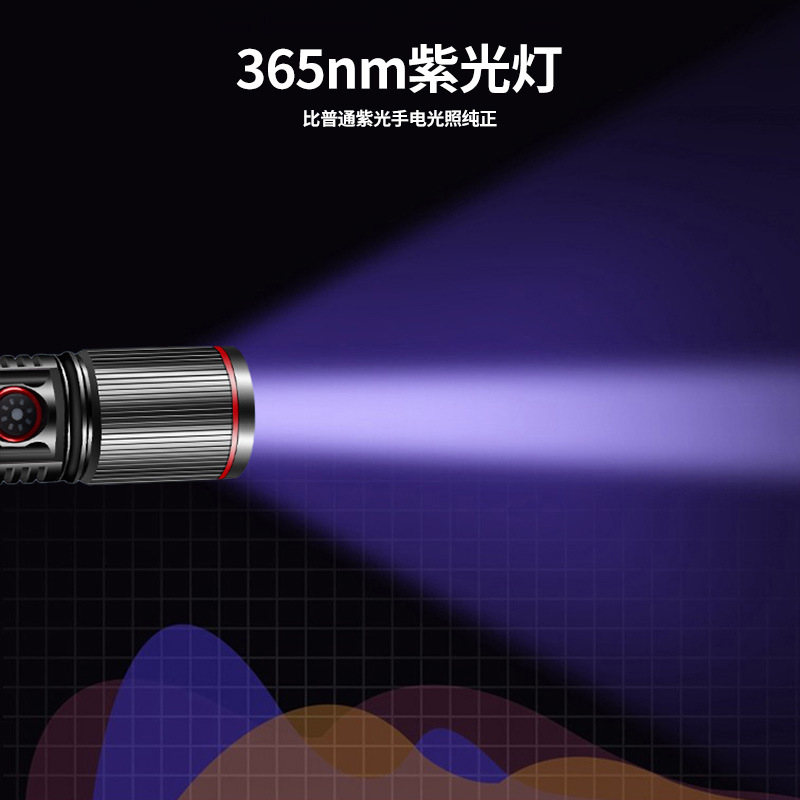 365 linterna de luz violeta detección de fluorescente zoom linterna de luz ultravioleta prueba de máscara de iluminación de identificación antifalsificación