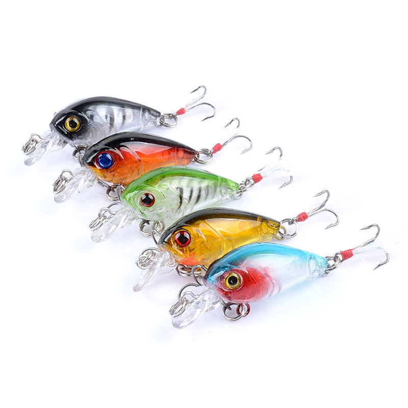 Купить рыболовная приманка Hard Fishing Lure (Luya) 4.5 см, 4 г – 5-цветная мини-бионик-минная блестящая приманка с кристальной 3D-глянц и перьевой крючок