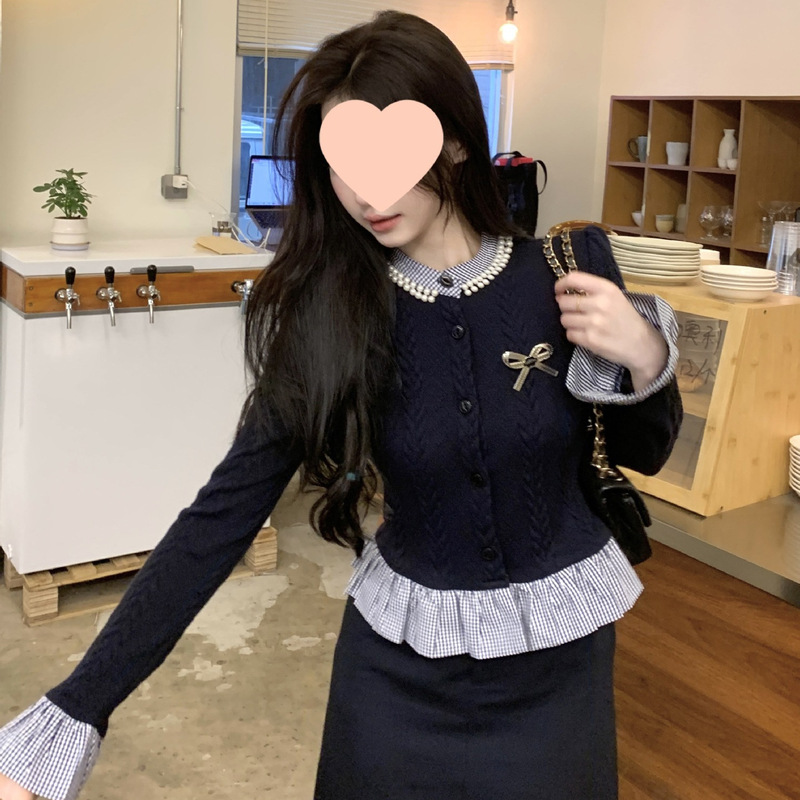 大码女装法式裙子两件套女春季2025新款胖巨显瘦遮肉学院风套装|undefined