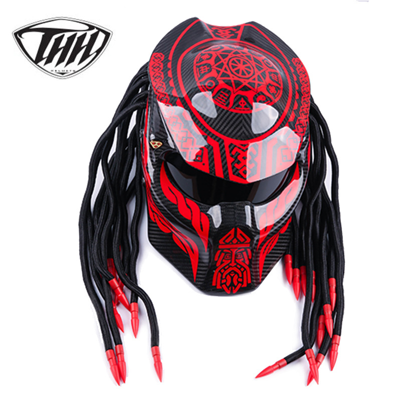 Casco transfronterizo personalidad cubierta completa Iron Warrior fibra de carbono casco de forma especial motocicleta retro hombres y mujeres coche deportivo casco completo