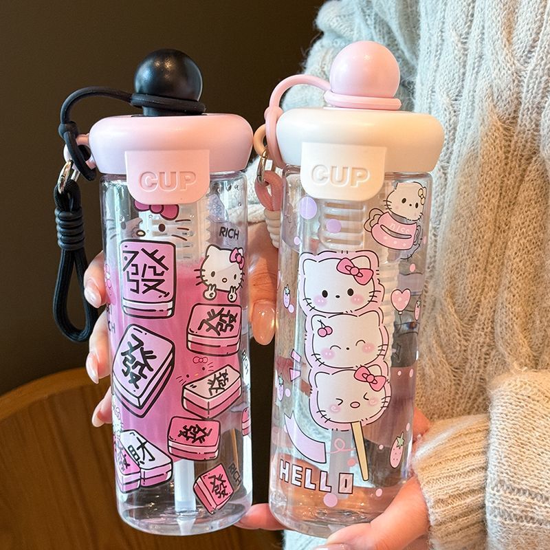 New Summer Cartoon Straw Cup, Three-Color High-Value Easy-to-Clean Water Cup, Large Capacity Tea-Water Separation Plastic Cup New Summer Cartoon Straw Cup, Three-Color High-Value Easy-to-Clean Water Cup, Large Capacity Tea-Water Separation Plastic Cup