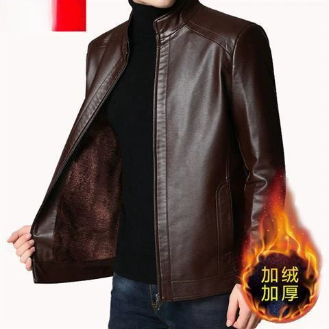 Establishing leather jacket [brown black thick model] [high quality