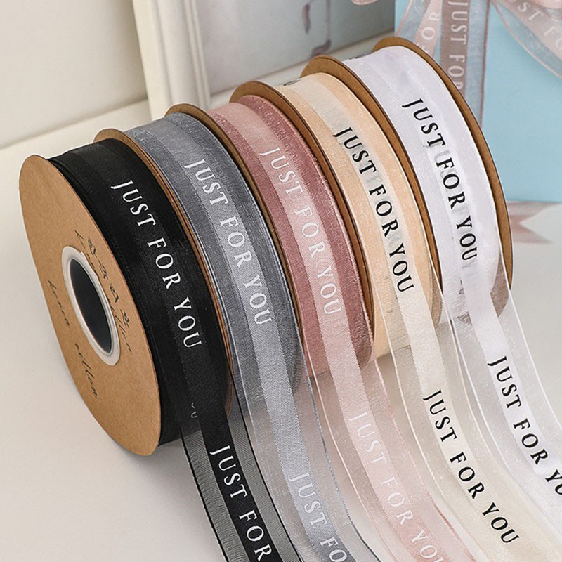 2,5 cm Inglés carta de impresión de la cinta de la nieve ramo de embalaje de la flor de la cinta de regalo para hornear