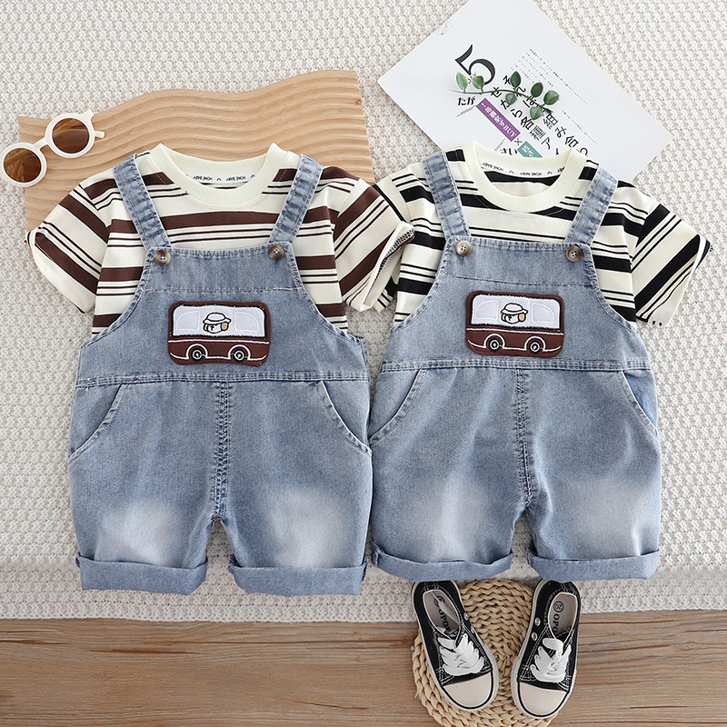 Bestseller Jongens Overalls met Korte Mouwen van Spijkerstof 2026 Zomer Nieuwe Tweedelige Outfit voor Baby's en Peuters van 1-5 Jaar Trendy ALYCExiyuebaobao_voghion.com
