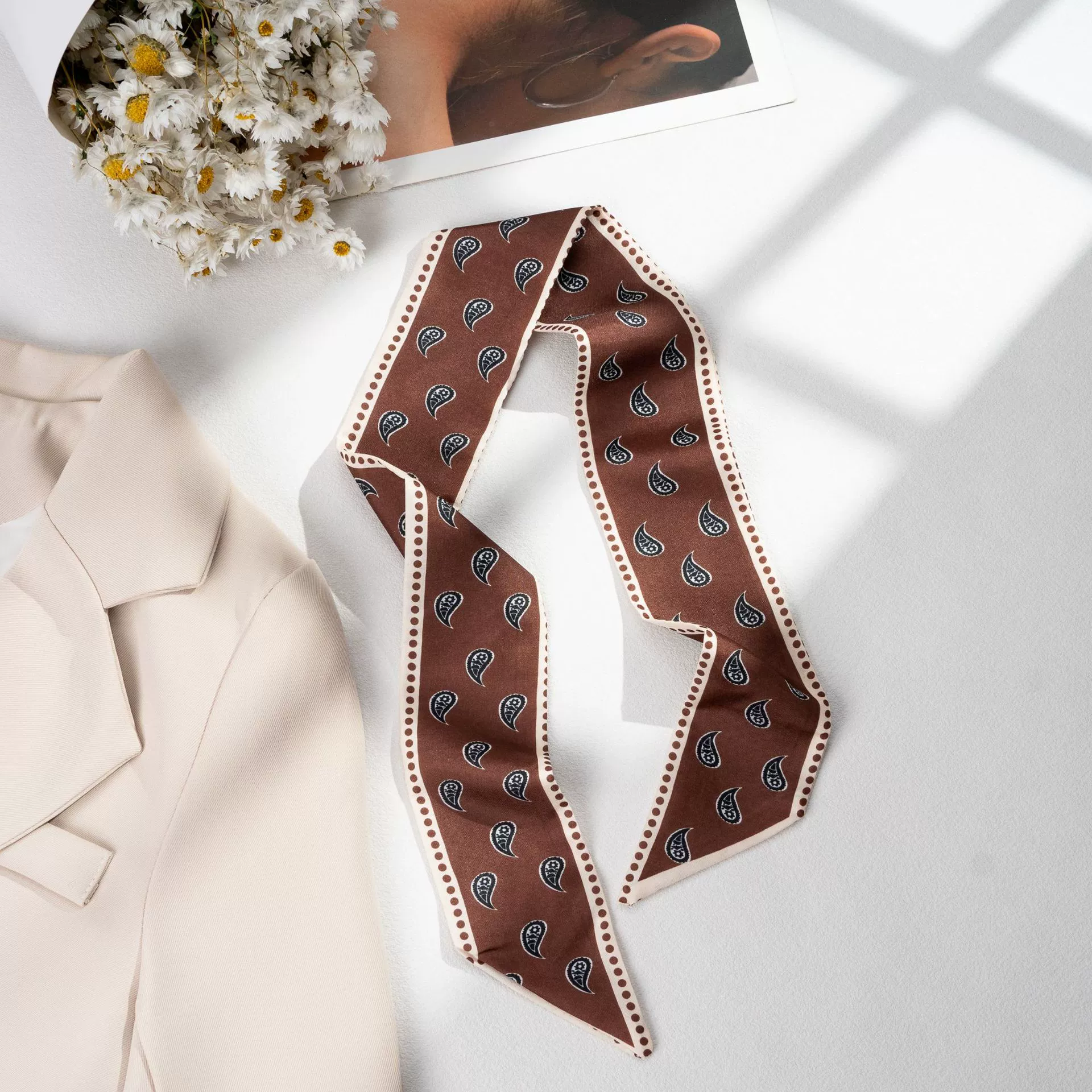 Silk Scarf Hairband (Suhang) long streamer 89×3.8 cm, lightweight gift box option