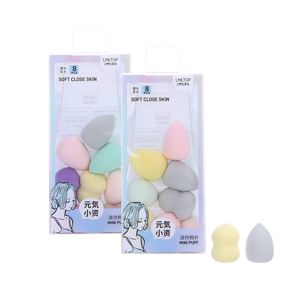 Lmltop color mezclado mini puff 8 paquete mini gota de agua maquillaje belleza huevo traje top-033