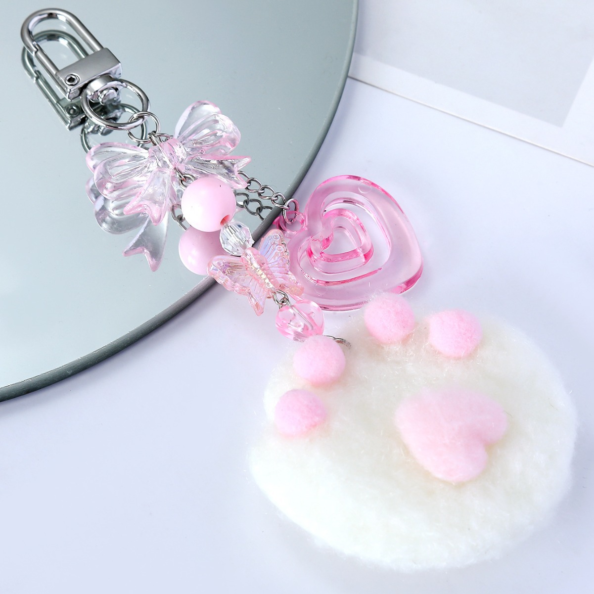 Dulce lindo gato garra colgante llavero coche mochila colgante regalo para amigos novias regalo