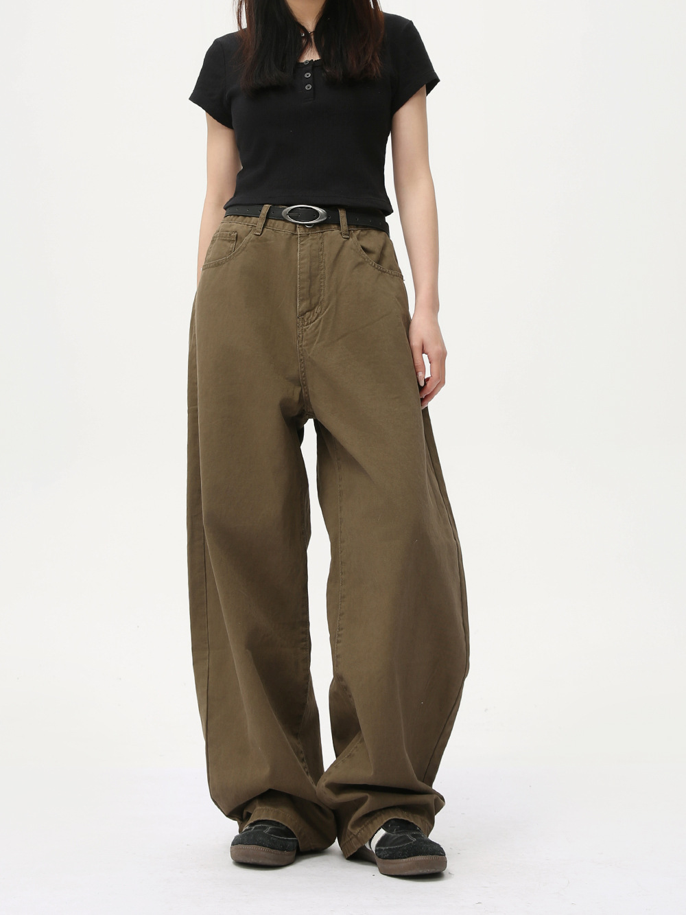 MTLCLOTHES Hombres| Nuevo estilo coreano básico simple de color sólido sensación de caída de plomo de pantalones de macheta relajados casuales