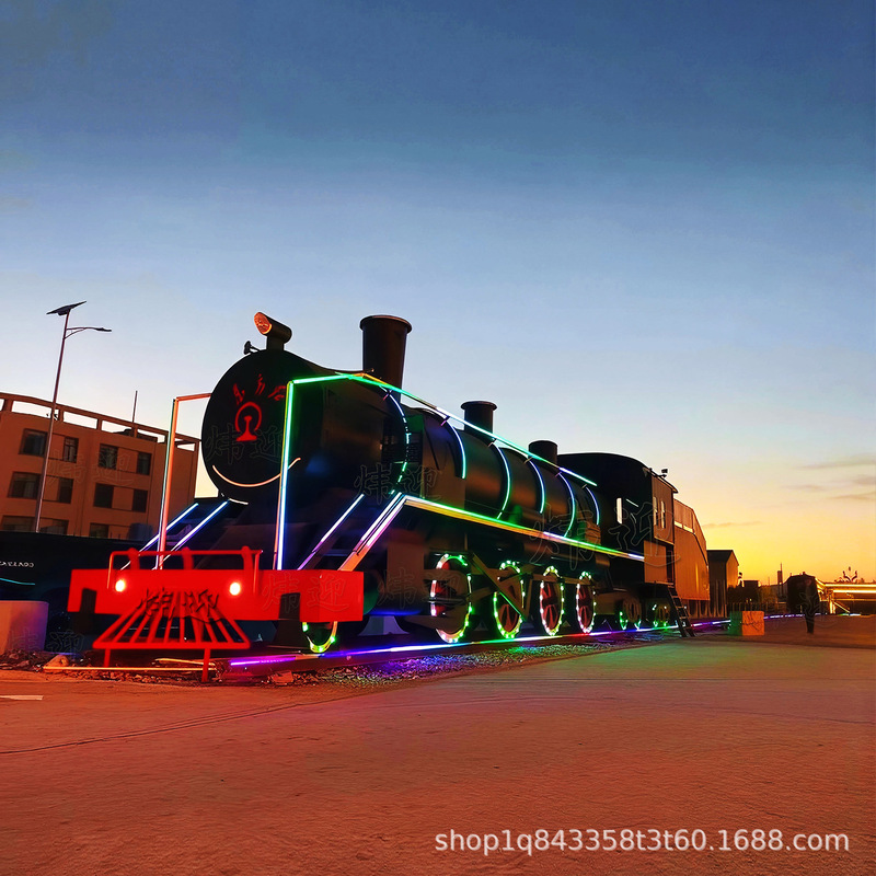 Super Large Vintage Locomotive Model, Oriental Red Simulation Iron Art Carriage, Old-Fashioned Steam Train Model Super Large Vintage Locomotive Model, Oriental Red Simulation Iron Art Carriage, Old-Fashioned Steam Train Model