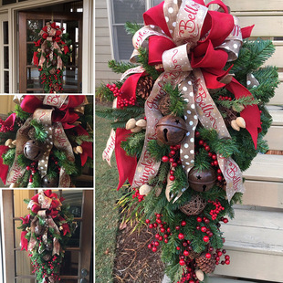 Cross-border American Creative Wreath Wall Hanging 60/90CM Christmas Inverted Tree Half Tree Christmas Decorations
