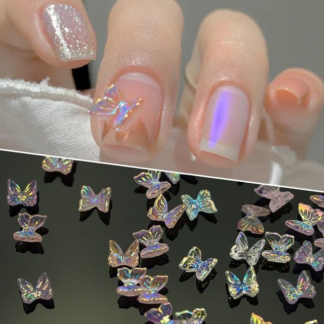 Ins Xiaohongshu Influencer Picks Nail Art Butterfly Symphony Aurora Color Stereo Small Bow Nail Art Accessories Wholesale