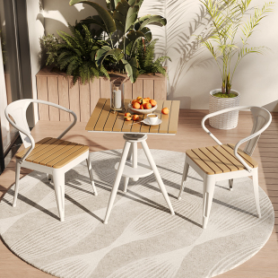 ✅ Courtyard Balcony Tables and Chairs Milk Tea Shop Cafe Outdoor Round Table Outdoor Open-Air Leisure Liftable Table and Chair Set