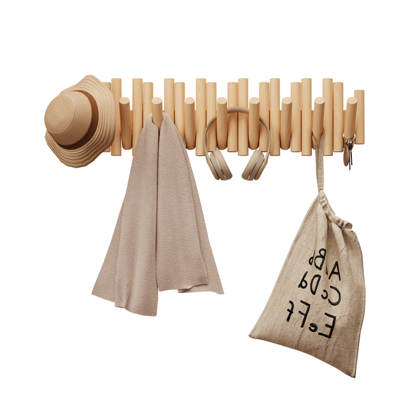 Percha de ropa de teclas de piano de madera sólida en la puerta de entrada percha de ropa de sombrero dormitorio colgado en la pared percha de ropa sin agujeros perforados